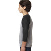 Next Level Youth Black/Dark Gray Heather CVC 3/4-Sleeve Raglan Tee