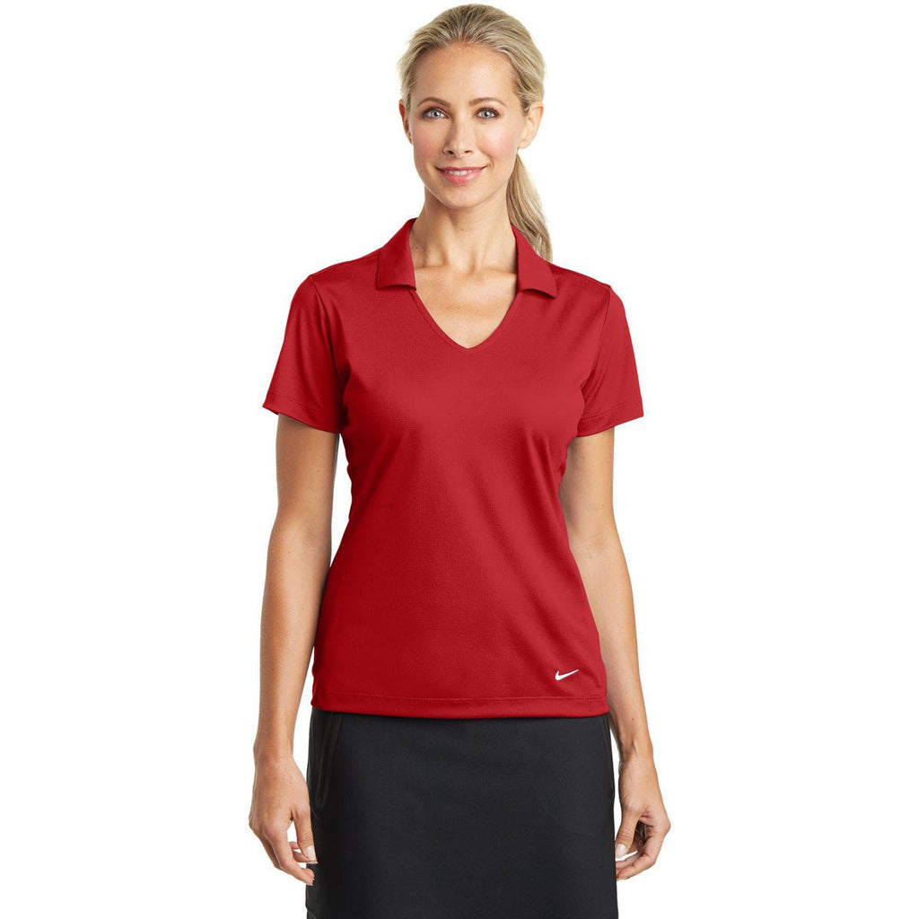 Nike Women's Red Dri-FIT S/S Vertical Mesh Polo