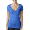 Next Level Women's Royal Burnout Deep V Tee