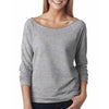 Next Level Women's Heather Grey Terry Raw-Edge 3/4-Sleeve Raglan Tee