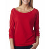 Next Level Women's Red Terry Raw-Edge 3/4-Sleeve Raglan Tee