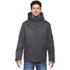 North End Men's Carbon/Classic Red Rivet Textured Twill Insulated Jacket
