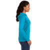 Anvil Women's Caribbean Blue/Dark Grey Long-Sleeve Hooded T-Shirt