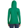 Anvil Women's Heather Green/Neon Yellow Long-Sleeve Hooded T-Shirt