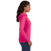 Anvil Women's Heather Pink/Neon Yellow Long-Sleeve Hooded T-Shirt