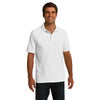 Port & Company Men's White Ring Spun Pique Polo