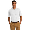 Port & Company Men's White Core Blend Jersey Knit Pocket Polo