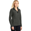 Port Authority Women's Black Charcoal Heather Microfleece Full-Zip Jacket