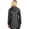 Port Authority Ladies Grey Steel/Deep Black Active Hooded Soft Shell Jacket