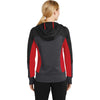 Sport-Tek Women's Black/Graphite Heather/True Red Tech Fleece Colorblock Full-Zip Hooded Jacket