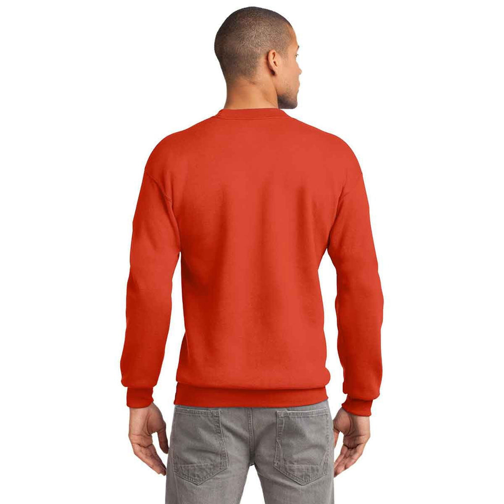 Port & Company Men's Orange Tall Essential Fleece Crewneck Sweatshirt