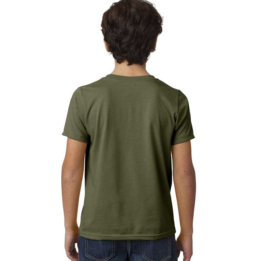 Next Level Boy's Military Green CVC Crew Tee