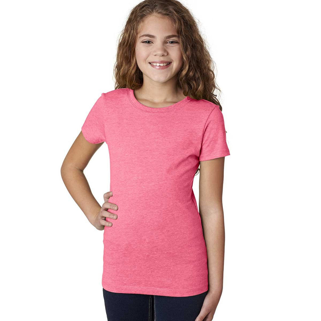 Next Level Girl's Neon Healther Pink Princess CVC Tee