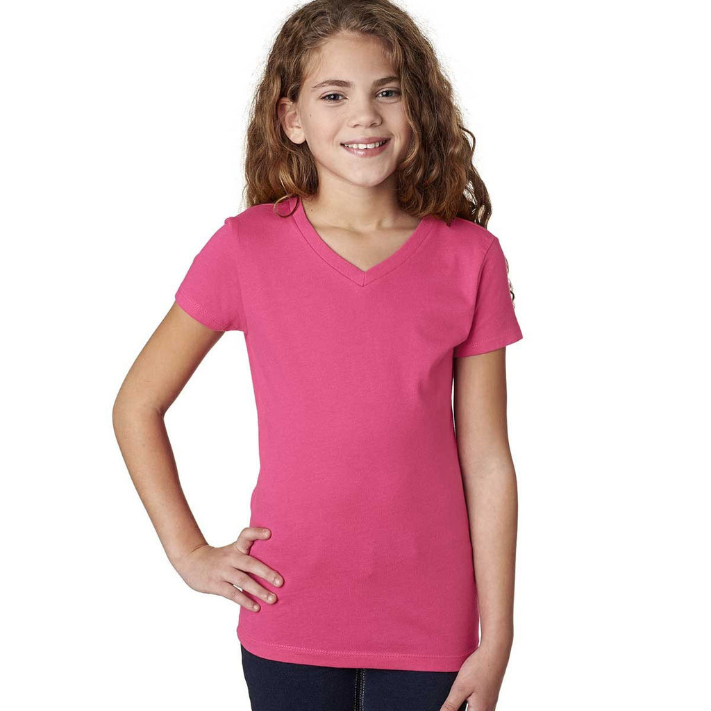 Next Level Girl's Hot Pink Adorable V-Neck Tee