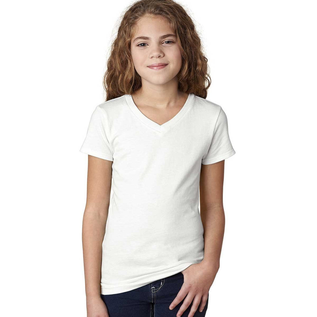 Next Level Girl's White Adorable V-Neck Tee