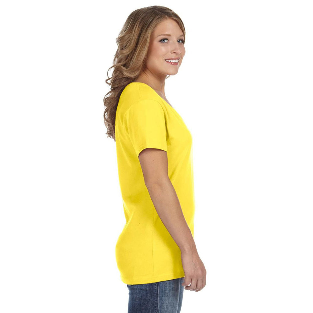 Anvil Women's Lemon Zest Ringspun Featherweight V-Neck T-Shirt