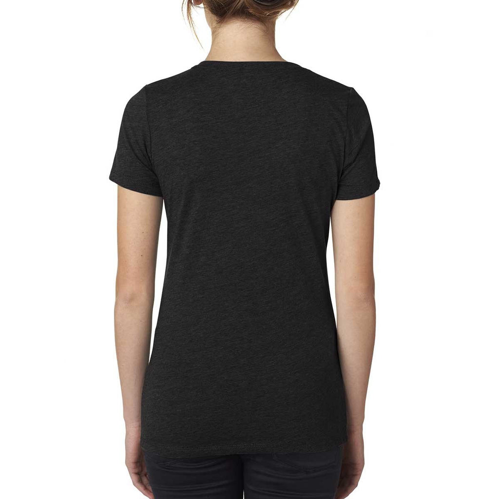 Next Level Women's Black Poly/Cotton V Neck Tee