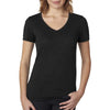 Next Level Women's Black Poly/Cotton V Neck Tee 