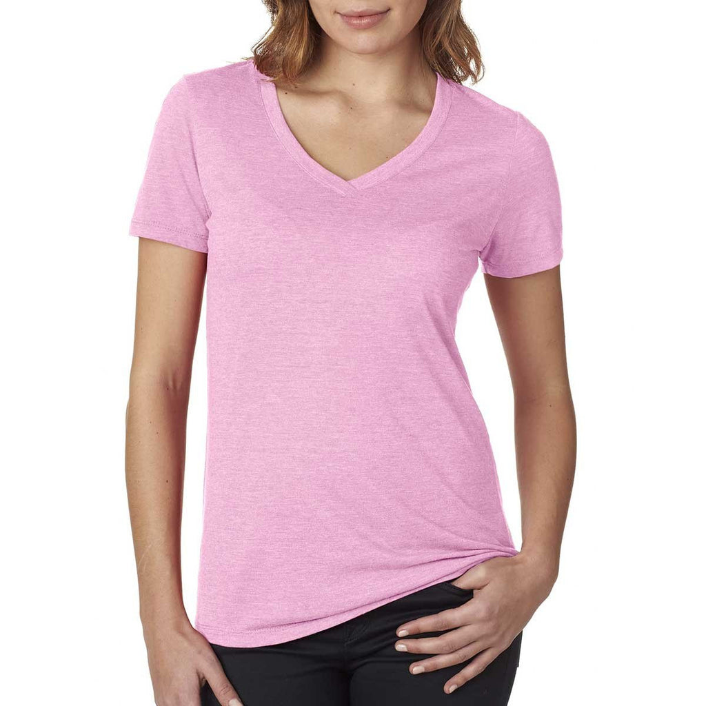 Next Level Women's Lilac Poly/Cotton V Neck Tee 