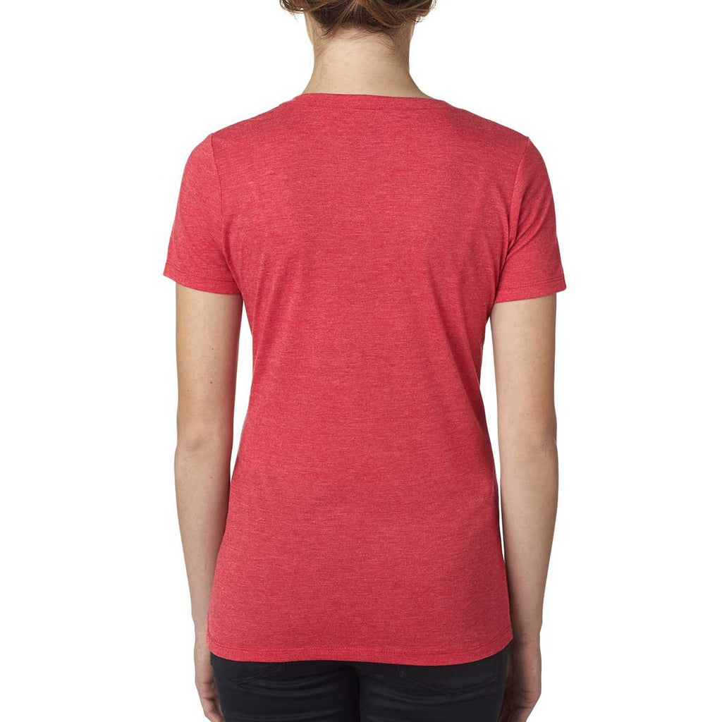 Next Level Women's Red Poly/Cotton V Neck Tee