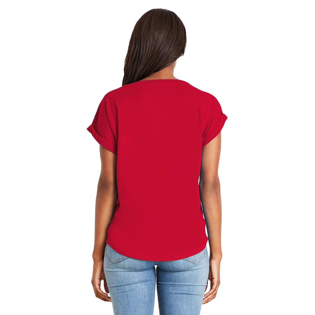 Next Level Women's Red Dolman With Rolled Sleeves