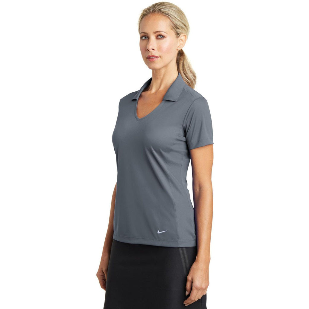 Nike Women's Grey Dri-FIT S/S Vertical Mesh Polo