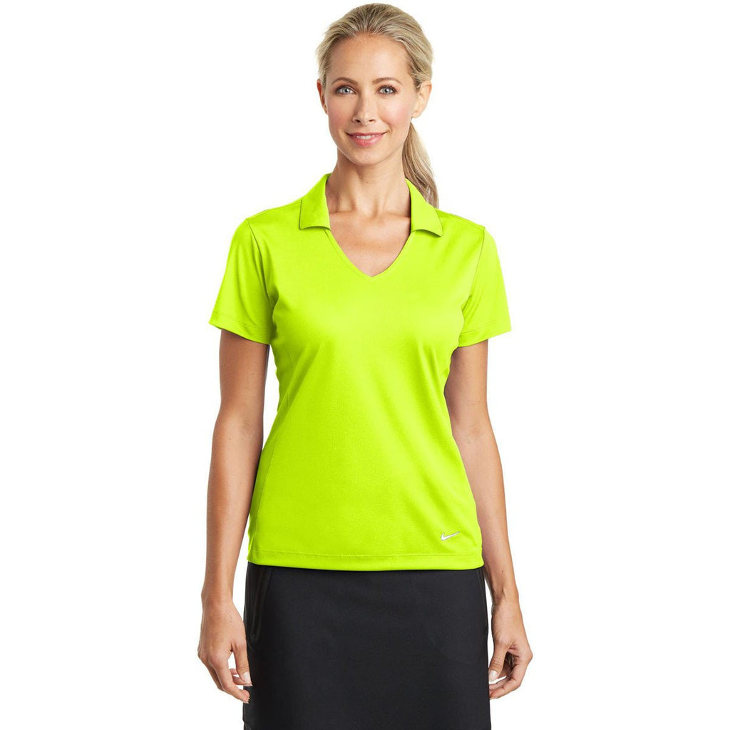 Nike Women's Bright Green Dri-FIT S/S Vertical Mesh Polo