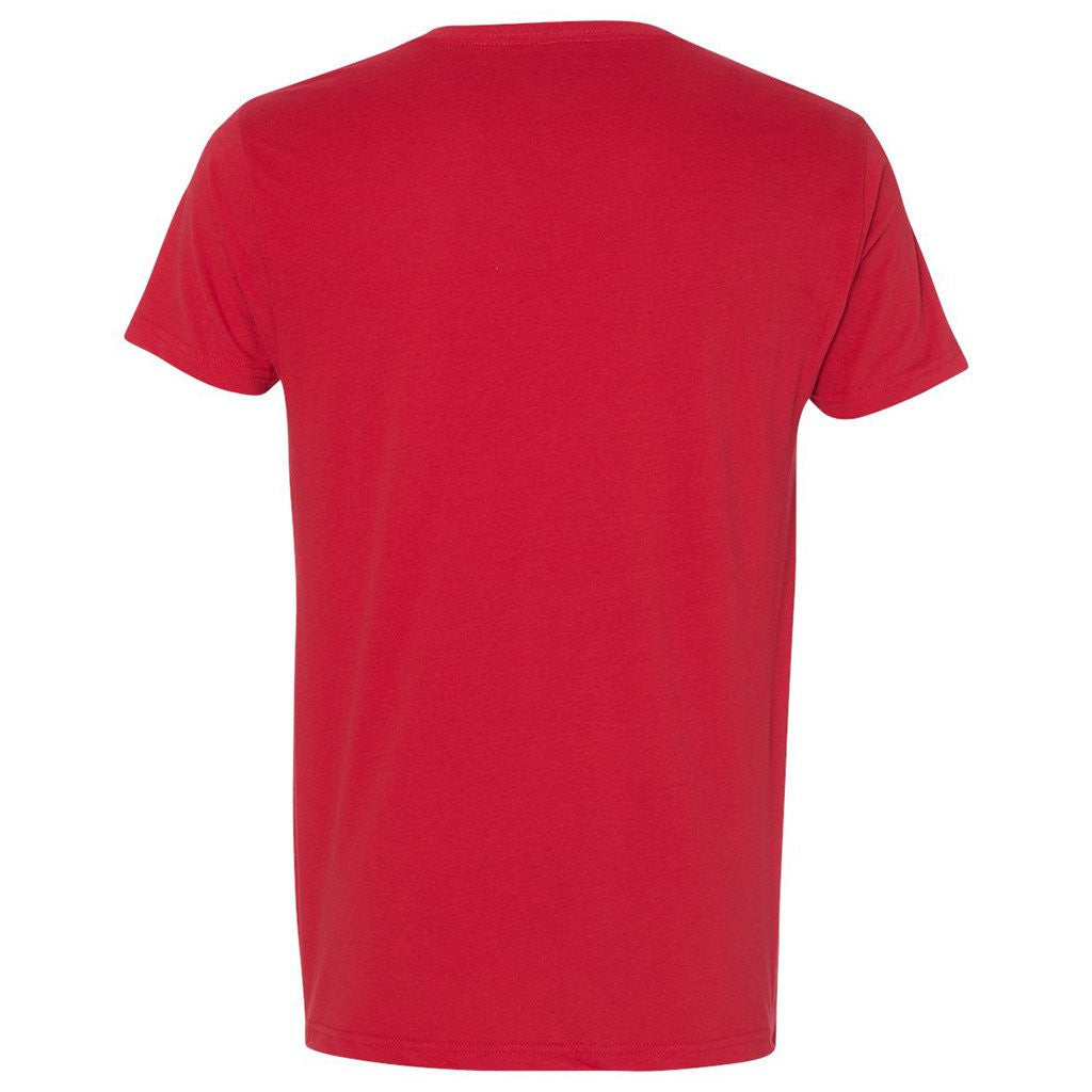 Next Level Men's Red Premium Fitted Sueded V-Neck Tee