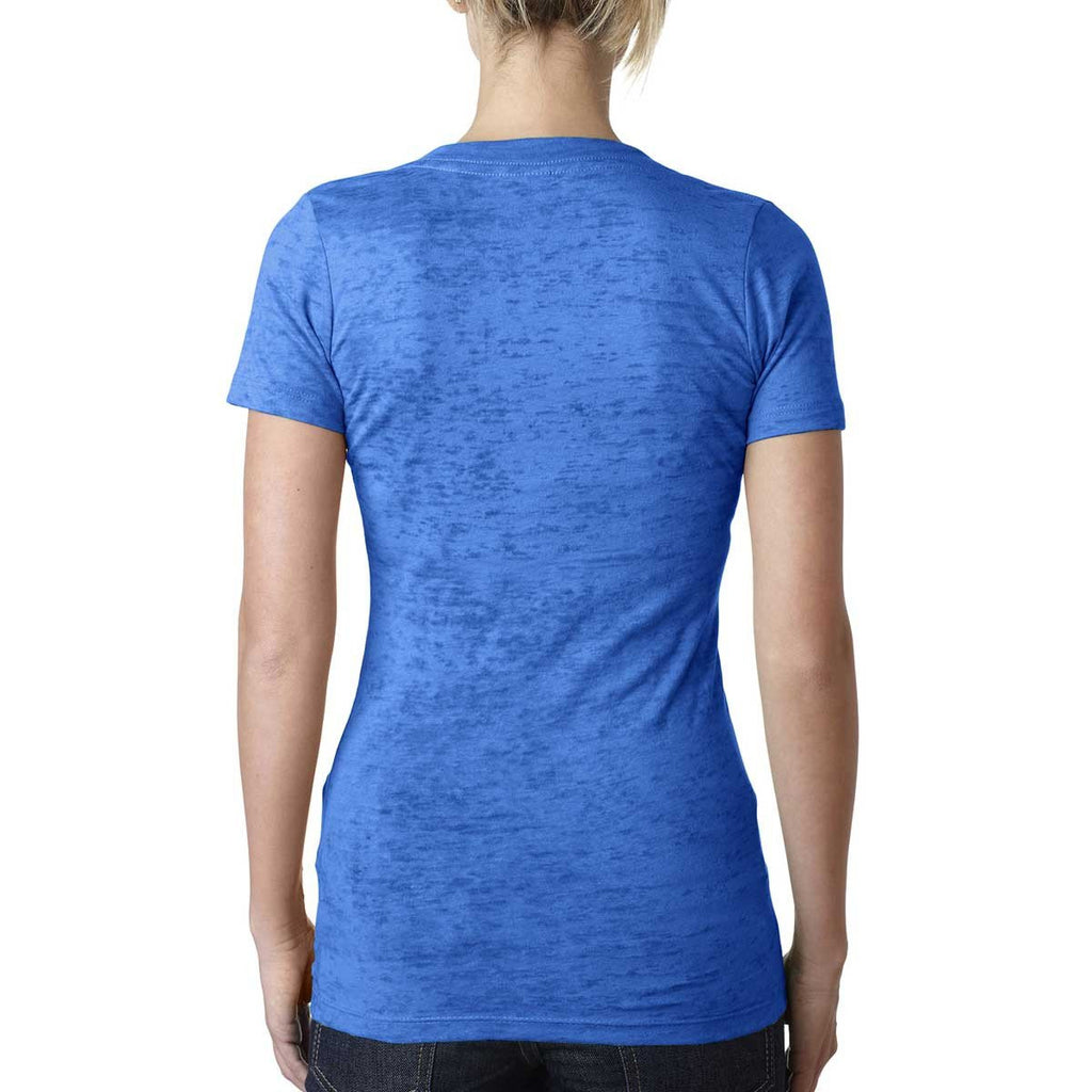 Next Level Women's Royal Burnout Deep V Tee