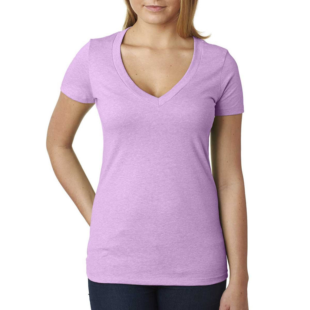 Next Level Women's Lilac CVC Deep V Tee