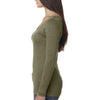 Next Level Women's Military Green Triblend Long-Sleeve Scoop Tee