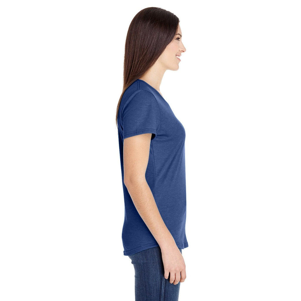 Anvil Women's Heather Blue Triblend Scoop Neck T-Shirt