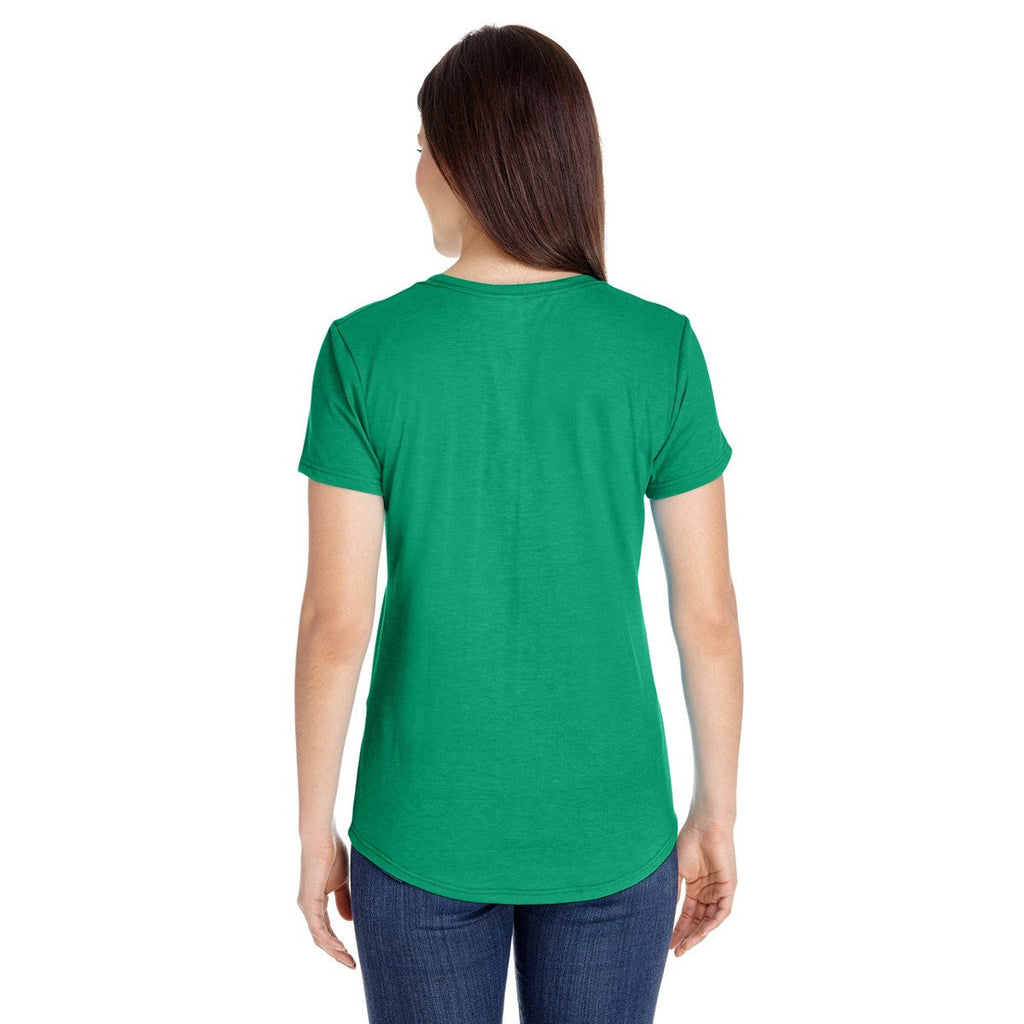 Anvil Women's Heather Green Triblend Scoop Neck T-Shirt