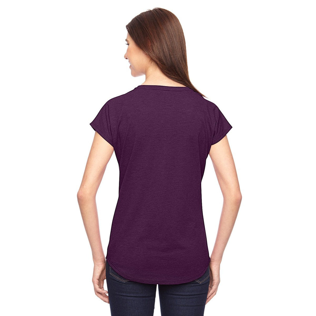 Anvil Women's Heather Aubergine Triblend V-Neck T-Shirt