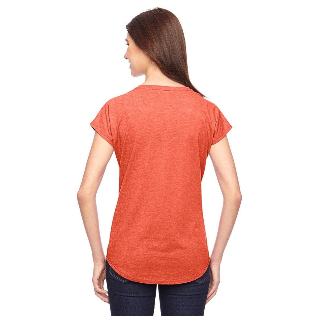 Anvil Women's Heather Orange Triblend V-Neck T-Shirt