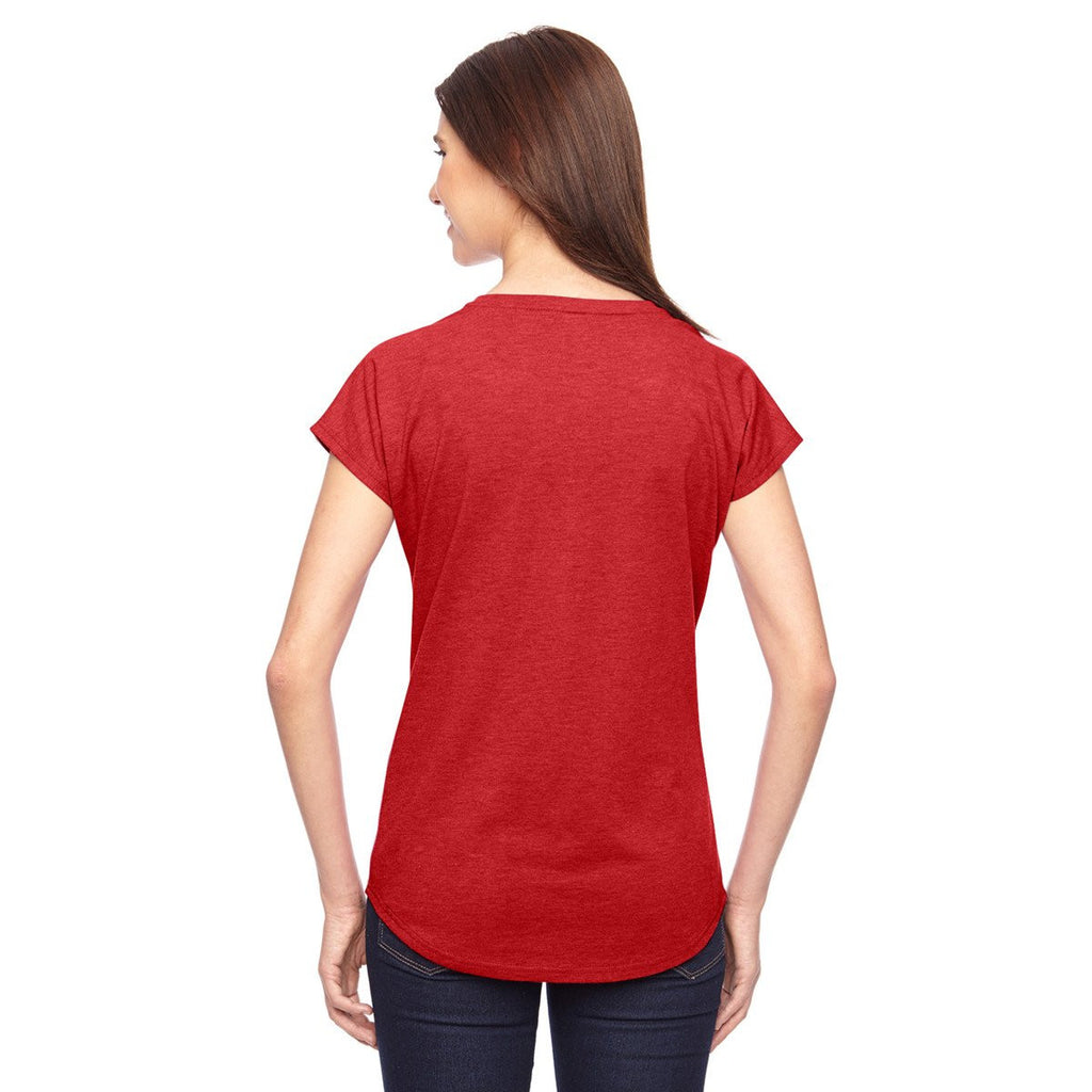 Anvil Women's Heather Red Triblend V-Neck T-Shirt