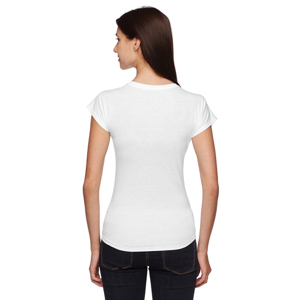 Anvil Women's White Triblend V-Neck T-Shirt