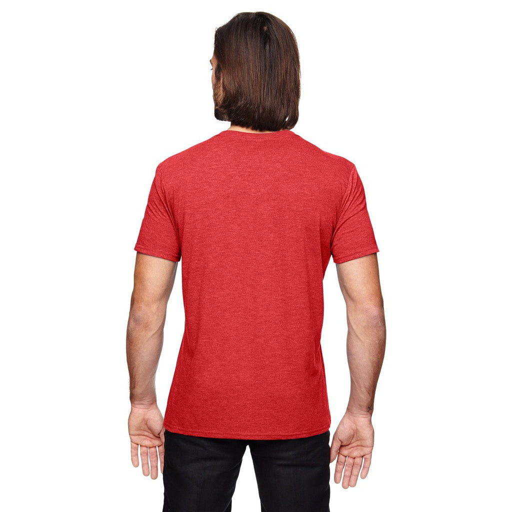 Anvil Men's Heather Red Triblend V-Neck T-Shirt