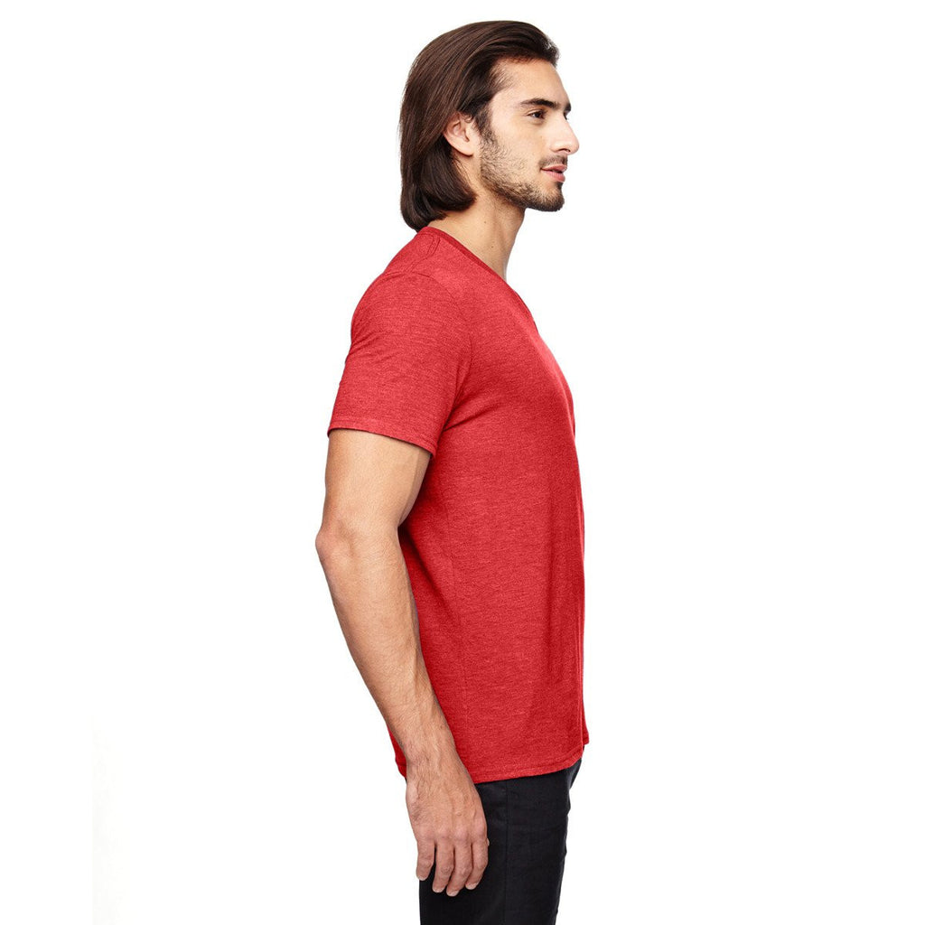 Anvil Men's Heather Red Triblend V-Neck T-Shirt