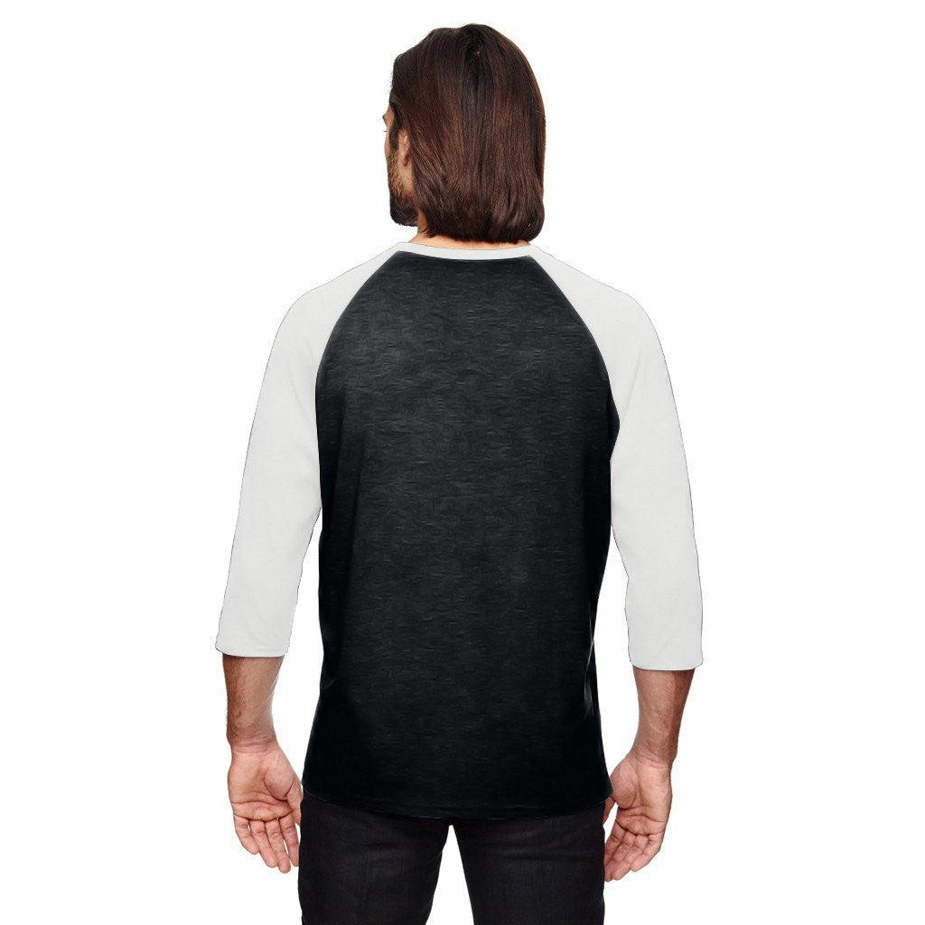 Anvil Men's Black/White Triblend 3/4-Sleeve Raglan T-Shirt