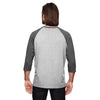 Anvil Men's Heather Grey/Heather Dark Grey Triblend 3/4-Sleeve Raglan T-Shirt
