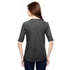 Anvil Women's Heather Dark Grey Triblend Deep Scoop Half-Sleeve T-Shirt