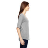 Anvil Women's Heather Grey Triblend Deep Scoop Half-Sleeve T-Shirt