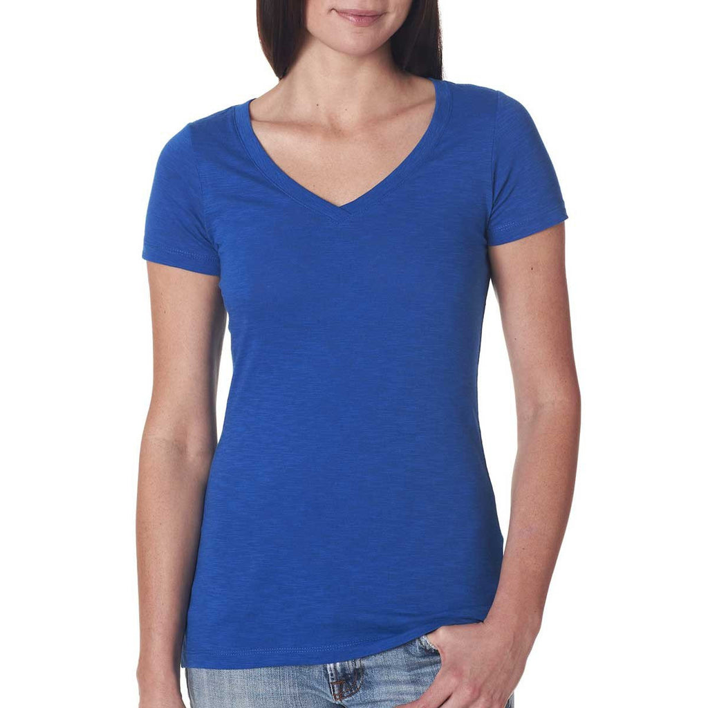 Next Level Women's Royal Slub Crossover V-Neck Tee