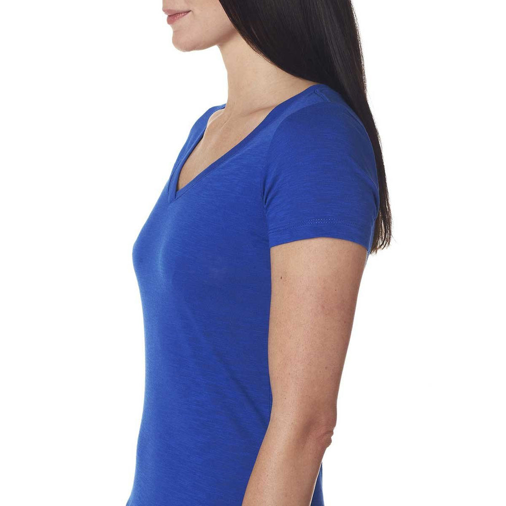 Next Level Women's Royal Slub Crossover V-Neck Tee