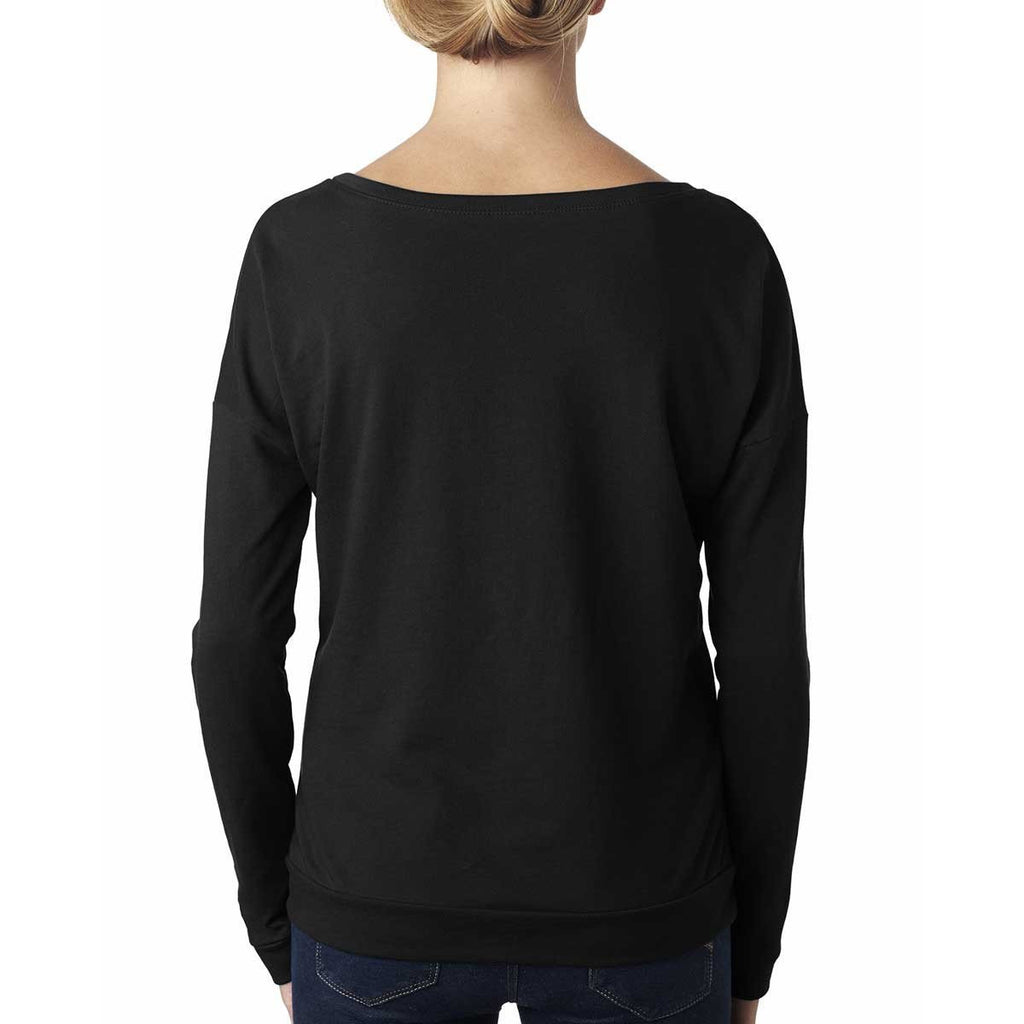 Next Level Women's Black Terry Long-Sleeve Scoop Tee