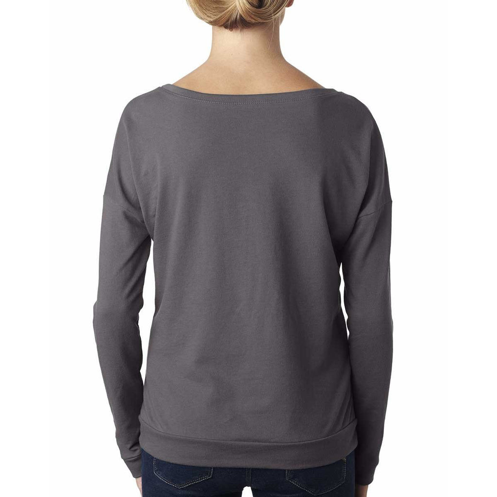 Next Level Women's Dark Gray Terry Long-Sleeve Scoop Tee