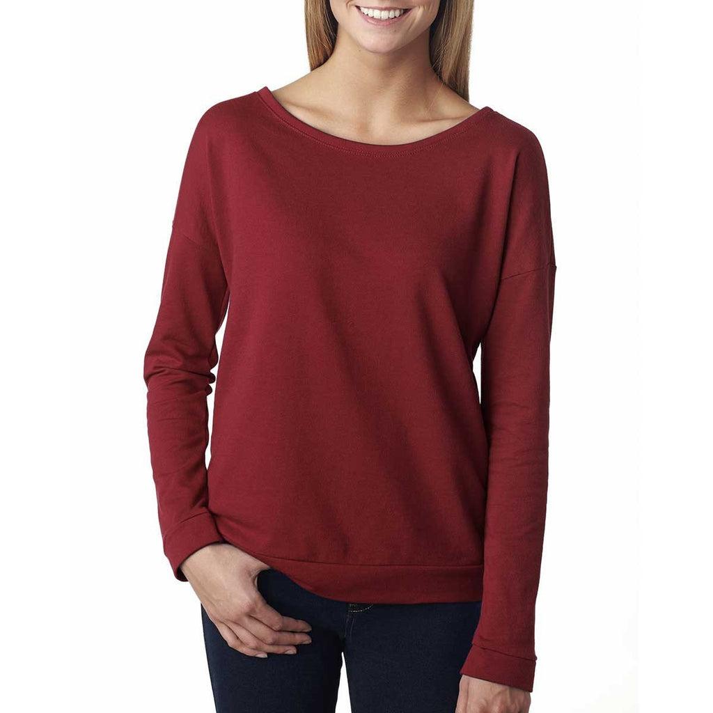 Next Level Women's Scarlet Terry Long-Sleeve Scoop Tee