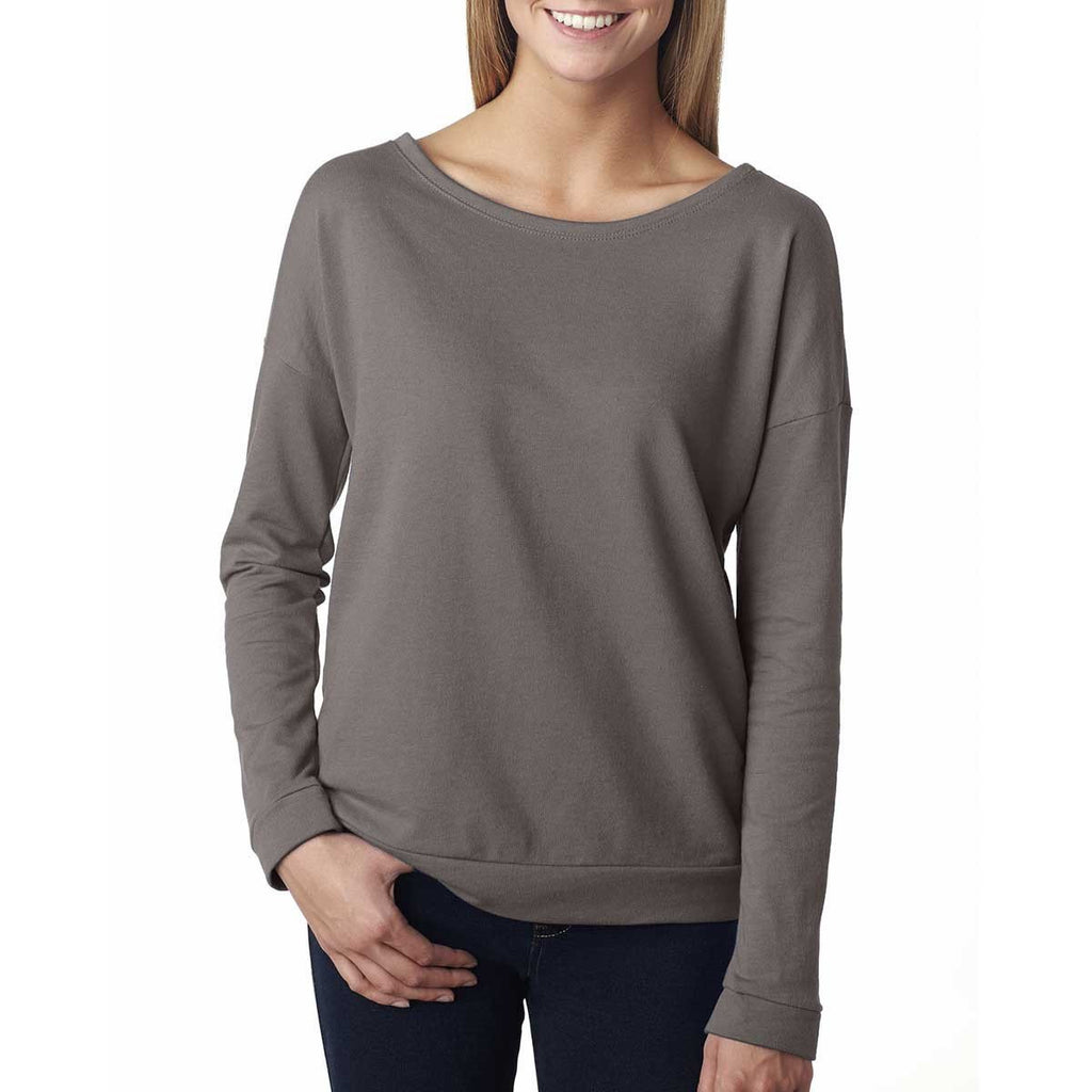 Next Level Women's Warm Grey Terry Long-Sleeve Scoop Tee
