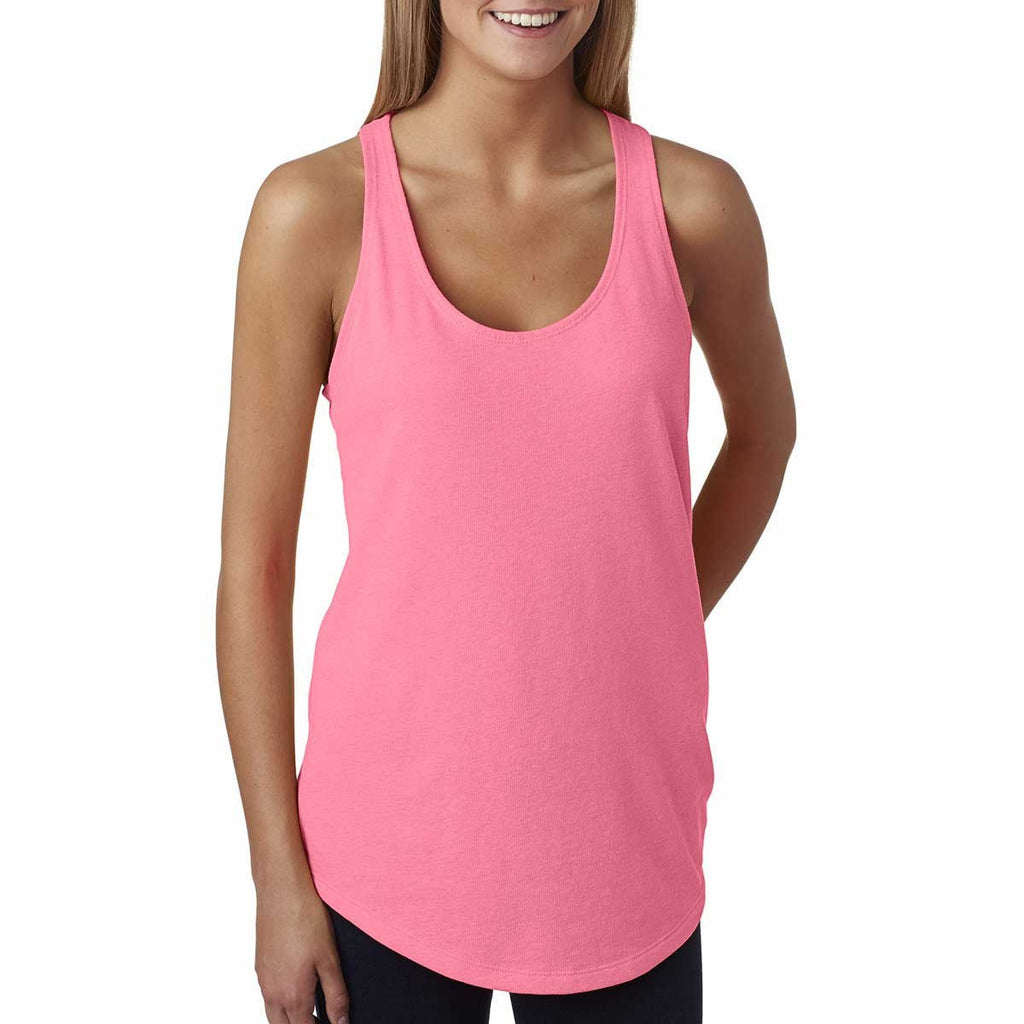 Next Level Women's Neon Heather Pink Terry Racerback Tank